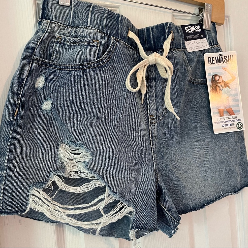Rewash Jean shorts boyfriend vintage reunion high rise distressed junior M NWT